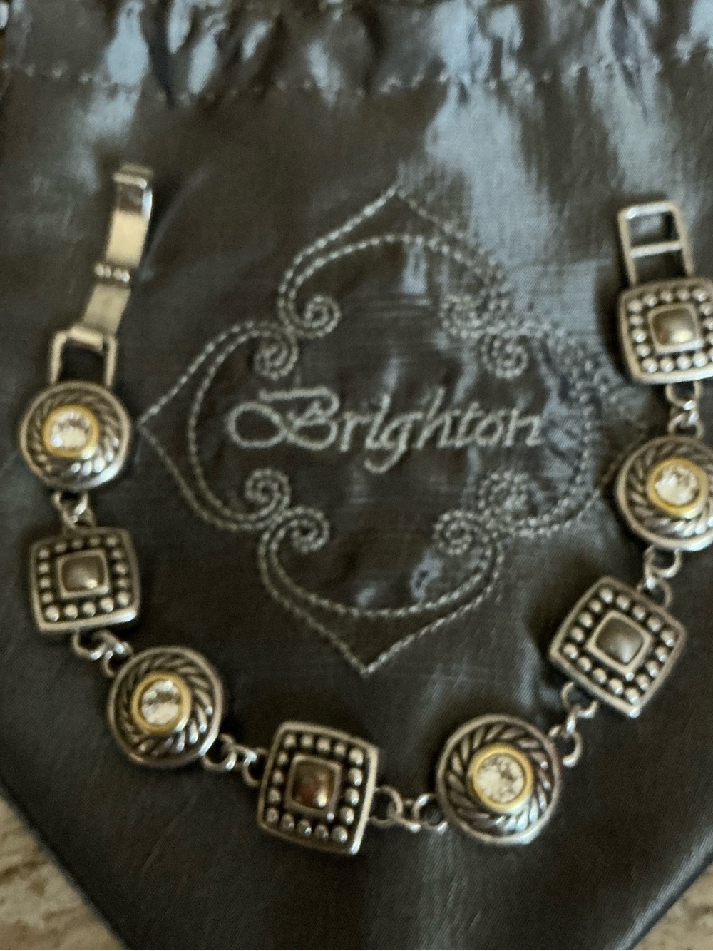 Brighton Two-Tone Silver and Gold Medallion Link Bracelet